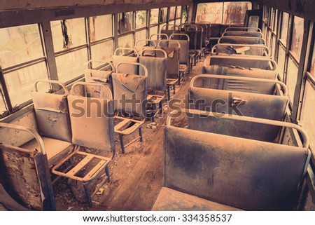 Old bus interior ( Filtered image processed vintage effect. )
