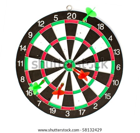 Dartboard with Darts isolated on white background