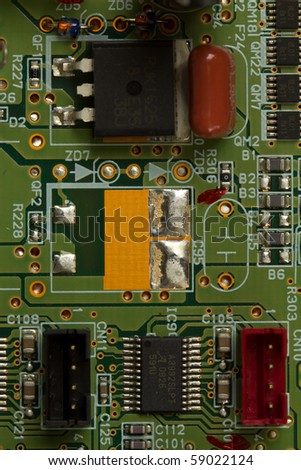 Close up detail image of a printed circuit board