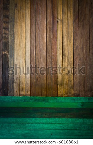 Old wood texture with natural patterns  and green wood texture with natural patterns