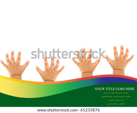 Hands of Crawling Baby on white background with copy space.