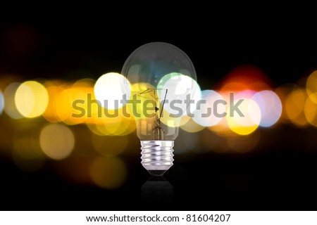 Electric light bulbs and lights out of focus