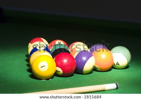 pool balls in a spot light