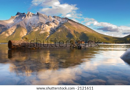 Dreamy mountain lake scene