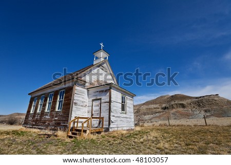 Old abandoned church in the badlands of alberta canada