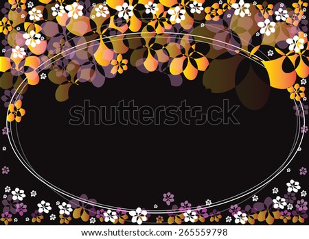 Background picture oval frame flower yellow pink background black