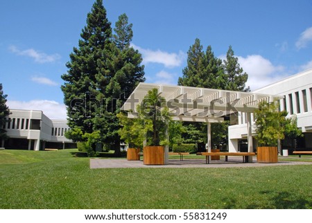 Office Park Garden Sitting Area With Large Arbor