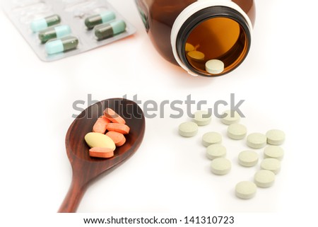 Medicine for treatment of illness. Health care and medical.