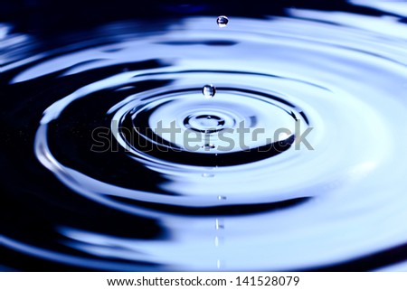 Water drop above water surface. Water splash.