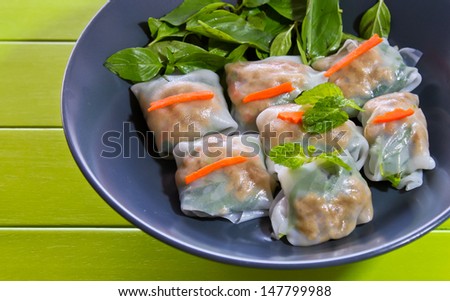 Fresh spring rolls. Vietnamese fresh noodle spring roll.