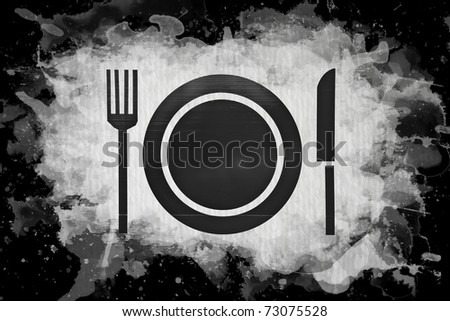 Food labels and abstract painted background.