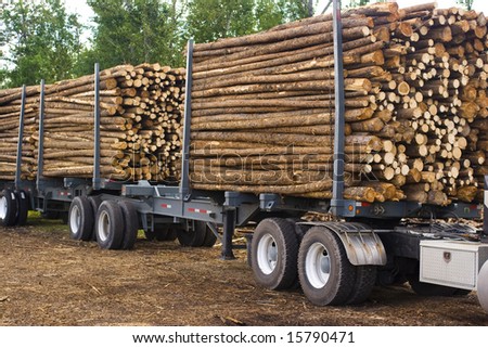 logging truck and trailer
