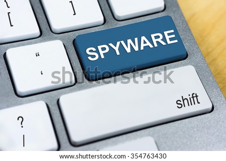 Written word Spyware on red keyboard button. Online Protection and Internet Security Concept.