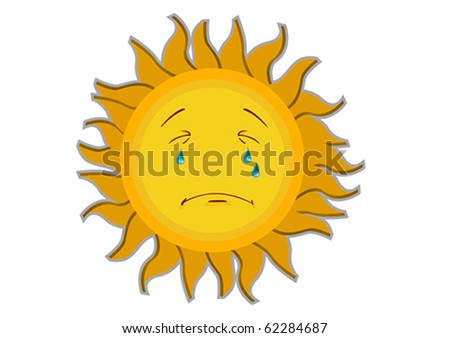 stock vector : Crying Sun Cartoon Character Illustration in Vector