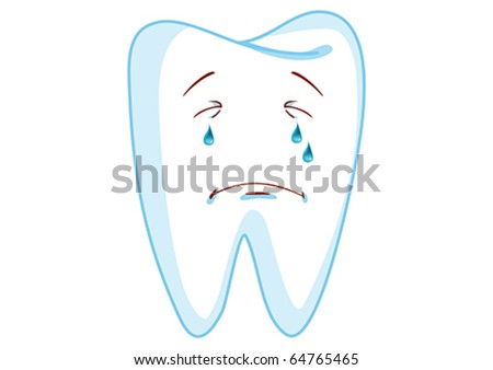 stock vector : Crying Tooth Cartoon Character Illustration in Vector