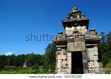 Ancient Hindu temple complex called candi Gedong Songo in central Java, Indonesia