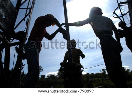 Oil Drilling in Bontang, Kalimantan, Indonesia, Asia