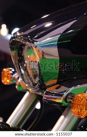 Head and indicator lights on heavy motorcycle