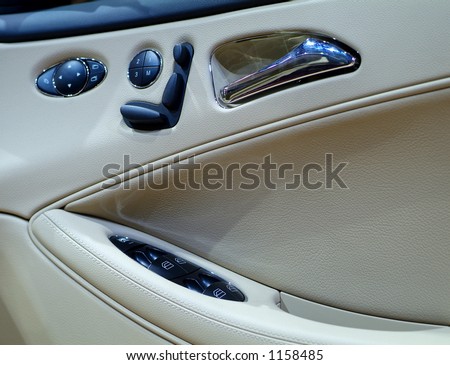 Leather door panel of luxury limousine
