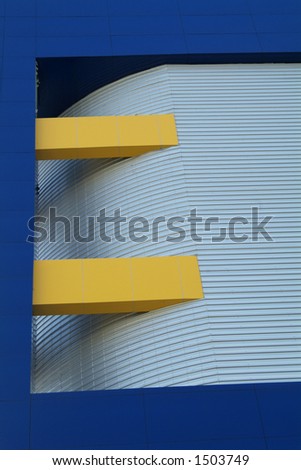 Detail of blue and yellow movie theater, Century Plaza, in Bangkok, Thailand