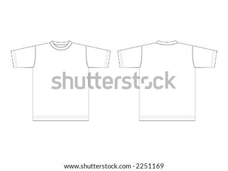 stock vector : Outline of plain, white T-shirt for use as template.