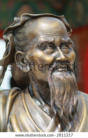 Traditional Chinese bronze sculpture of a wise man