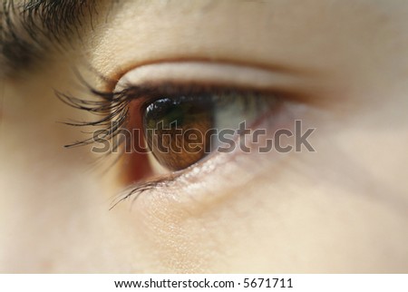 Extreme close-up of the eye of an Asian woman. Very shallow depth of field.