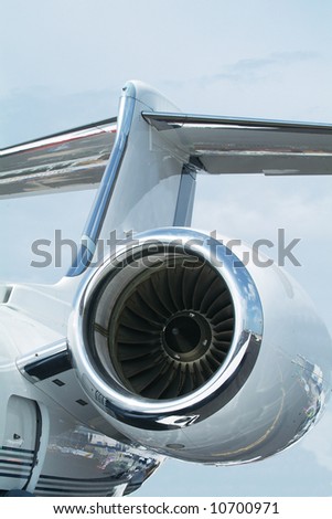 Tail-plane and engine of two engine business jet
