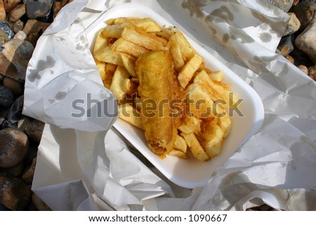 Battered sausage and chips