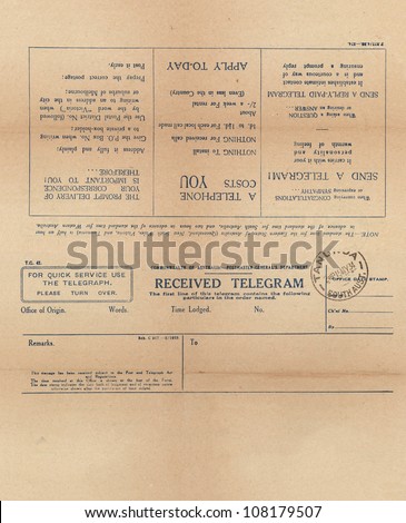 Vintage telegram setup for front and back printing