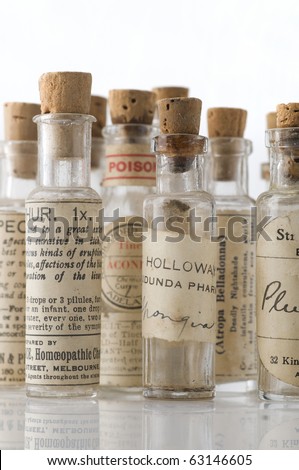 Vintage homeopathic medicine bottles over 100 Years old