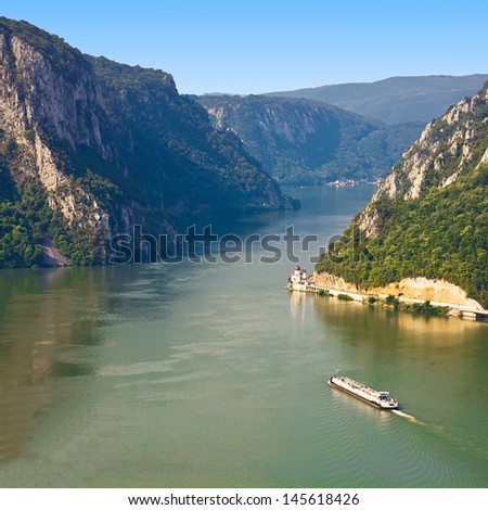The ship passes through the narrowest part of the gorge on the Danube between Serbia and Romania,  also known as the Iron Gate.
