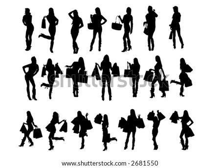 women shopping silhouette