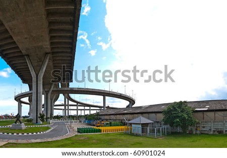 Circle highway of Bhumibol Bridge(Industrial Ring Road Bridge), Samut Prakarn,Thailand