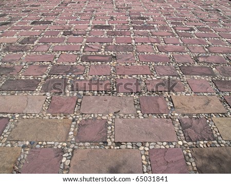 Stone square paving by granite and cobblestone