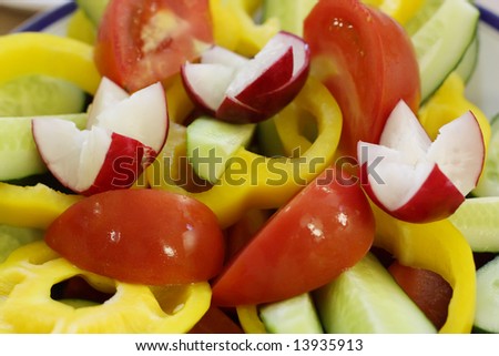 Cut fresh vegetables, close-up