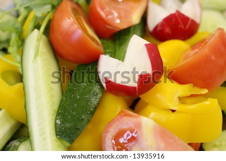 Cut fresh vegetables, close-up