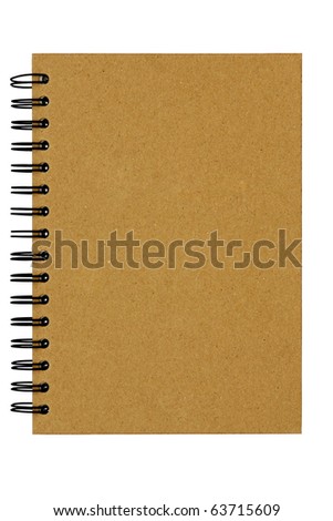 isolated recycled paper notebook front cover
