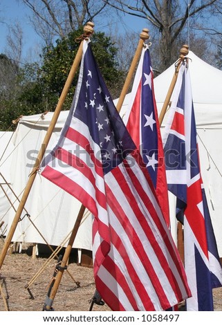 Flag display at American Civil War reenactment event