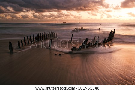 Wreck of the SS Dicky at Dicky Beach, Sunshine Coast.