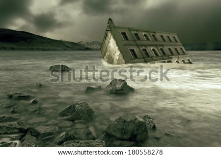 This is what might happen if Global Warming, Climate Change starts to take effect. Water rising, buildings being flooded.