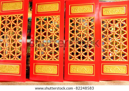 Chinese traditional windows at Chinese temple in Thailand