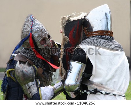 Two fighting knights, competing in a tournament