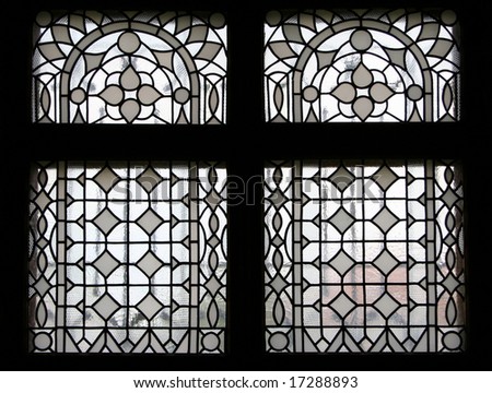 Stained-glass windows in old castle