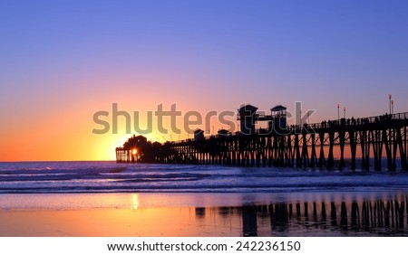 Pier in California at sunset