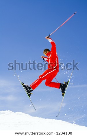 Skier jumps in the air - professional