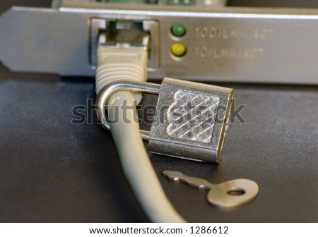 Network device with  lock and key