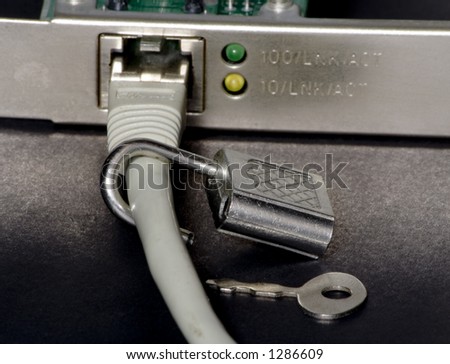 Network device with open lock and key