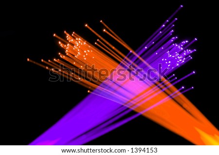 Optical fibers over black - concept for speed, technology, communication