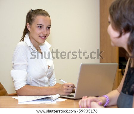 businesswomen with client